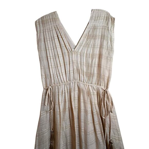 Chelsea & Violet Womens‎ Sz S Beige Gold Pleated Greek Goddess Dress Boho Beach - Picture 11 of 16